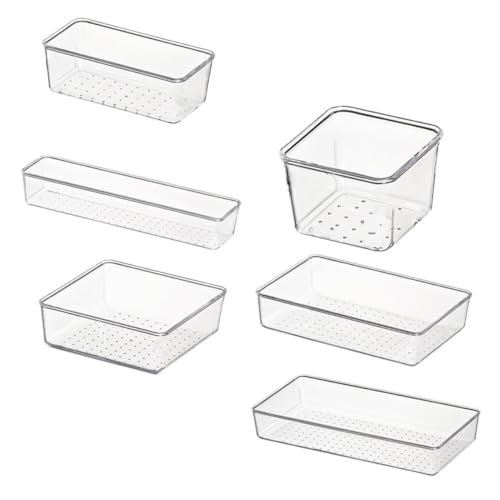 Boîtes de rangement transparentes lot de 6 bacs modulables