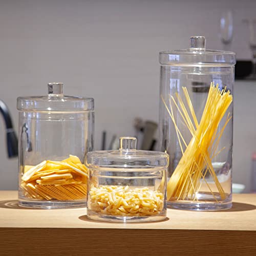 Diamond Star Round Glass Apothecary Jar With Lid Decorative Candy Buffet Jars Elegant Clear Bathroom Canisters Vanity Organizers For Candy, Beads, Cookies, Cotton, Cereal (D:6.3" H:6.3") #TOP6