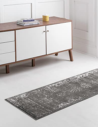 Rugs.com Monte Carlo Collection Rug – 2' x 9' 10 Runner Dark Gray Medium Rug Perfect for Living Rooms, Large Dining Rooms, Open Floorplans