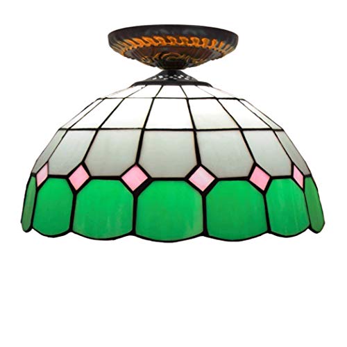 Plafonnier vitrail vert pour sublimer l'ambiance de votre balcon ou couloir
