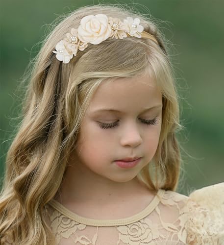 Utaly Flower Headband for Baby Girls 3pcs Elastic Baby Girl Floral Crown Newborn Infant Toddler Hair Accessories4