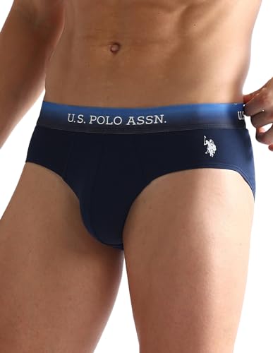 Image of U.S. Polo ASSN. Mens OEB05 Ombre Waistband Solid Underwear Briefs - Pack of 2