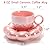 Goaste 2 Pack Ceramic Coffee Mug with Saucer Set, Cute Cloud Mug with Sunflower Coaster, 8oz Creative Latte Tea Cup for Office, Home, Coffee, Tea, Latte, Milk, Pink, Pearl White