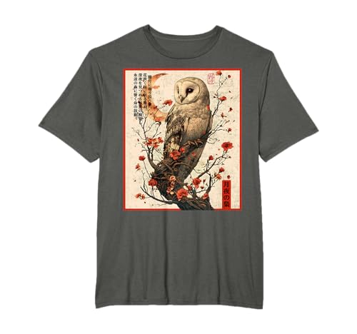 Hibou de la nuit au clair de lune japonais Ukiyo-e Gothic Graphic T-Shirt
