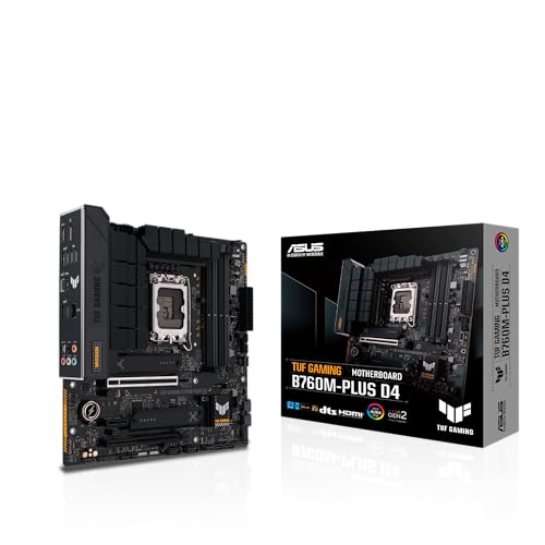 ASUS TUF Gaming B760M-PLUS D4 carte mere DDR4 5333MHz dual M.2 PCIe 4.0 ultra rapide pour PC gamer