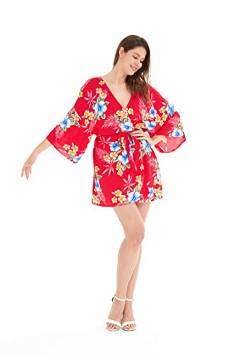Image of Matchable Family Hawaiian Luau Men Women Girl Boy Clothes in Hibiscus Red