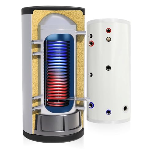 TECHGLOBE - Brauchwasserspeicher mit 1 Wärmetauscher (2,2 m²) - Komplett aus Edelstahl...