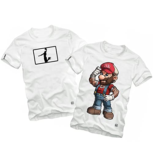 Kit 2 Camisa Camiseta Estampada Casual Algodão Filme Super Mario Bross Tatuado e Jogador De basquete