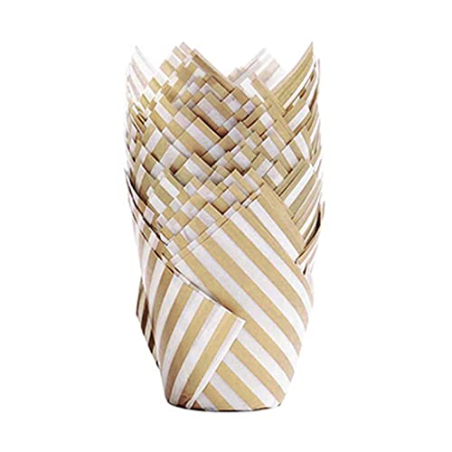 100 Stück Tulpen-Cupcake-Förmchen,Mini-Cupcake-Förmchen,Muffin-Förmchen,Backpapier-Cupcake-Förmchen für Party,Hochzeit,Geburtstag (Weiß) Cover