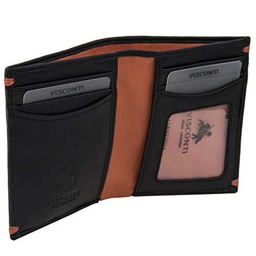 Visconti AP60 Thun Genuine Leather Mens Bi-fold Wallet black/orange