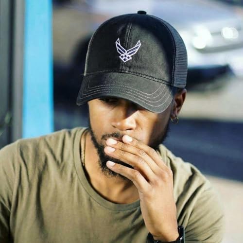 Image of Richardson Trucker Cap Air Force Emblem Black Charcoal Design Only