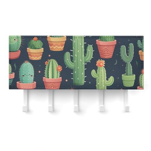 Soporte de llaves de cactus con 5 ganchos para evitar pérdidas en casa 7