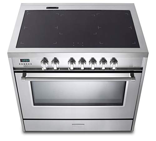 Verona Designer Series Vdfsie365Ss 36 Inch 5 Cu.ft Induction Range Oven Freestanding, 5 Elements Smoothtop Cooktop, Convection Stainless Steel #TOP2