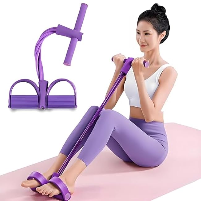 Multifunctional 6 Tube Elastic Yoga Resistance Bands for Waist Arm Leg Stretching, Affordable Training Aid, Latest Upgrade Sit Up Exercise Equipment for Women Men (Purple)