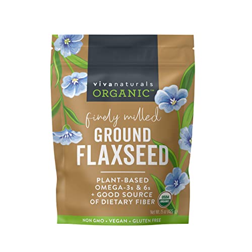Viva Naturals The Finest Organic Raw Chia Seeds, 1 Pound & Organic Ground Flax Seed, 15 Oz - Specially Cold-Milled Using Proprietary Technology For Optimal Smoothness And Freshness #TOP3