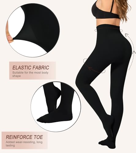 Image of Opaque Tights for Women High Waist Control Top Pantyhose