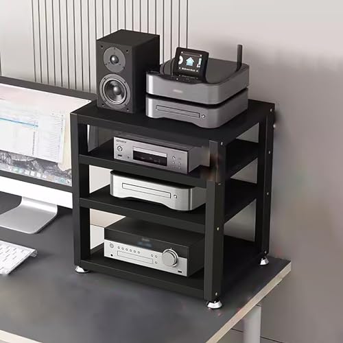 YLLFFLL 4 Layers Media Storage Cabinet - 48cm Tall Small Media Cabinet Portable Space-Saving - Stable Modern AV Stand Audio for Printer, Amplifiers, Record Player (Color : Black-A)