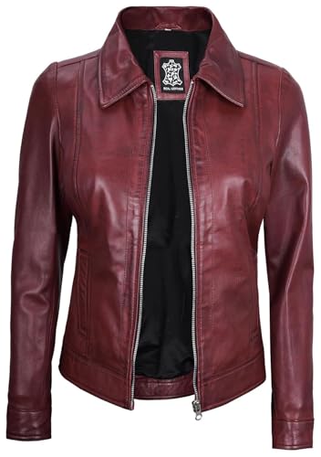 Image of Decrum Vintage Style Women's Leather Jacket - Real Lambskin Casual Leather Jacket for Women