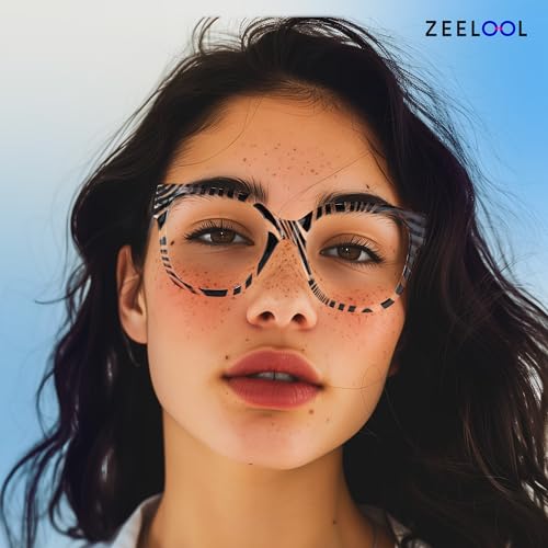 Image of Zeelool Blue Light Blocking Glasses, Square Glasses Frame for Women Eyeglasses with Non-prescription Clear Lenses ZJGP347466-01B, Zebra Print