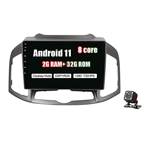 Car Stereo Autorradio 9 Inch Android 11 Bluetooth GPS Sat Nav Video for Chevrolet Captiva 2011-2017 Car Radio Video Player Support DAB+ OBD2 CarPlay DSP FM RDS with Rear View Camera