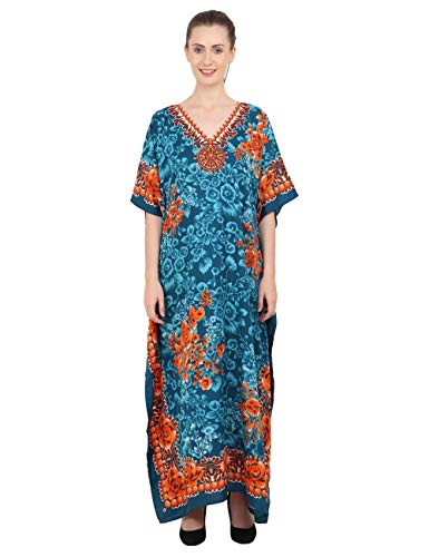 Miss Lavish London Ladies Kaftans Kimono Maxi Style Dresses Suiting Teens to Adult Women in Regular to Plus Size (601-Teal, 20-24 Plus)
