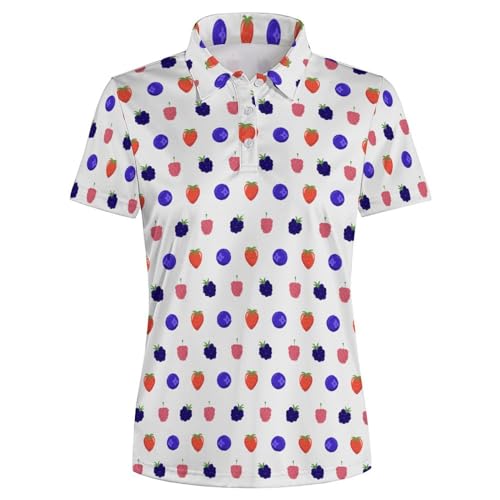 Women's Golf Shirt Moisture Wicking Short Sleeve Dry Fit Tennis Shirts, Style42002-Berries, L