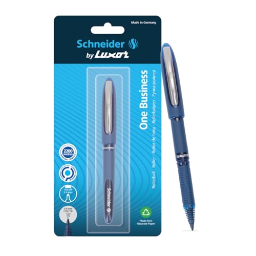 Luxor Schneider, One Business Roller Ball Pen - Blue, 0.6 mm, 2200 mtrs writing length, Waterproof Ink, Consistent ink flow, Ideal for Professionals &