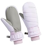 Oxxggkao 2 Stück verdickte Fleece Ski Handschuhe, rutschfeste Snowboard Fäustlinge, leichtes Kaltwetter Ski Zubehör, Verstellbarer Riemen, Ski Handschuhe