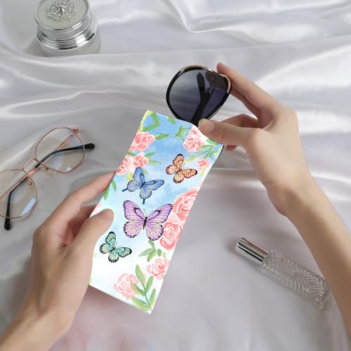 Image of Anikathy 2Pcs Sunglass Eyeglass Glasses Case Soft PU Leather with Cleaning Cloth Portable Glasses Pouch Bag for Men Women