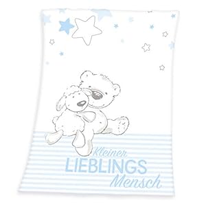 Herding Baby Best Lieblingsmensch Microfaser-Flauschdecke Blau