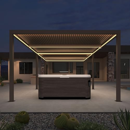 PURPLE LEAF Outdoor 12'x20' Louvered Pergola Adjustable Aluminum Canopy Retractable Metal Roof for Deck Patio Outside Backyard Hardtop Gazebo Sun Shade - Image 2