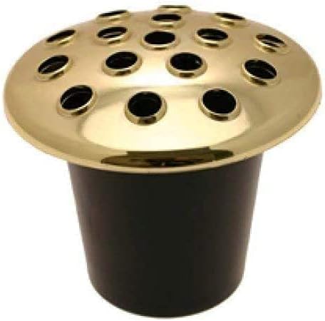 Black grave vase liner, made of plastic, with a golden lid, suitable as a graveyard vase
