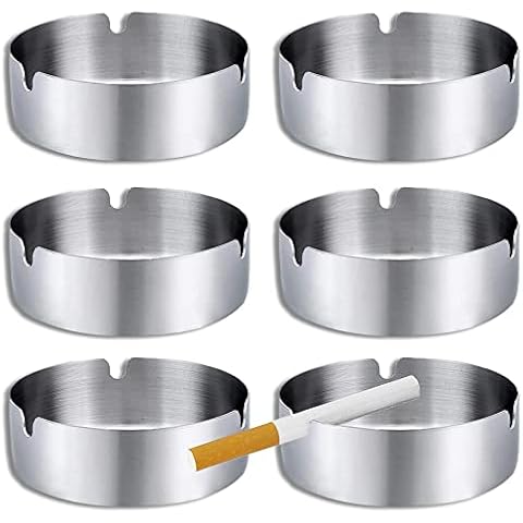 6 Pcs Portable Stainless Steel Ashtrays Cover