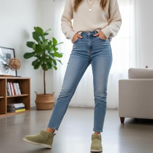 Image of CUSHIONAIRE Hip-3 Genuine Suede Leather Ankle Boots for Women - Pull On Cozy Faux Fur Boots Womens Shoes with Comfortable Memory Foam