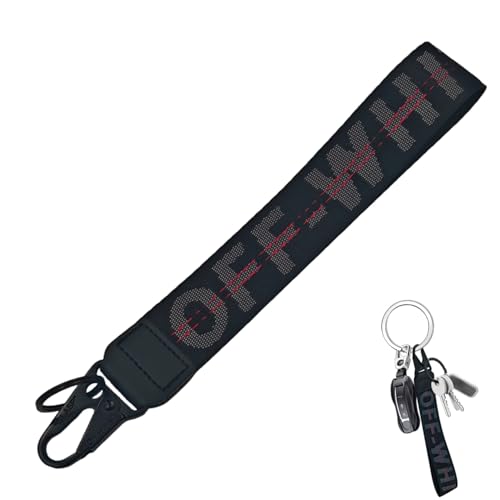 Fashionable Car Key Chain Fabric Wrist Strap With Key Ring Can Be Used To Hang Car Keys Wallets Jeans Decorations Key Chain Accessories (Black)