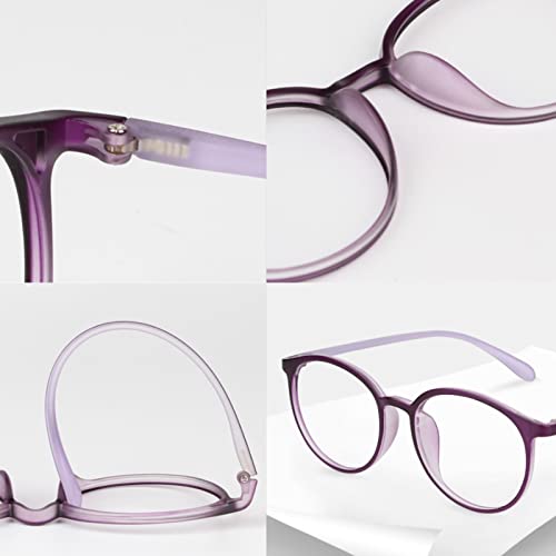 Occhiali da Lettura da Donna alla Moda con Blocco della Luce Blu, Lettori per Computer con Montatura Rotonda TR90 Ultraleggeri (Colore : Marrone, Dimensioni : 1.0 x)