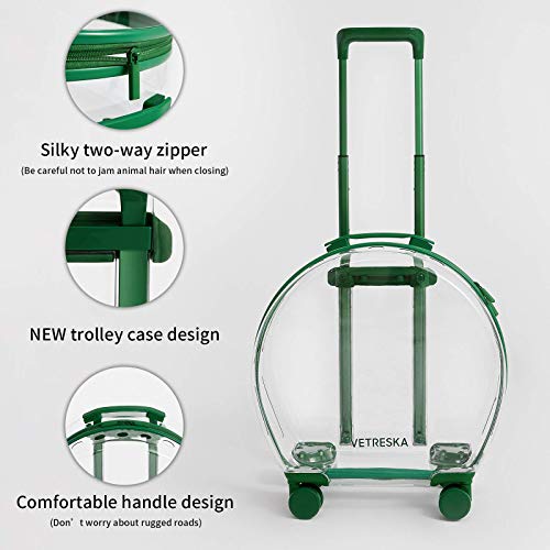 Vetreska Hard Cat Carrier With Stickers & 2 Mats, Freely Breathe Travel Dog Carrier, Airline Approved Outdoor Cat Crate, Cat Kennel Trolley Case Portable With Silent Wheel For Cats And Dogs #TOP7