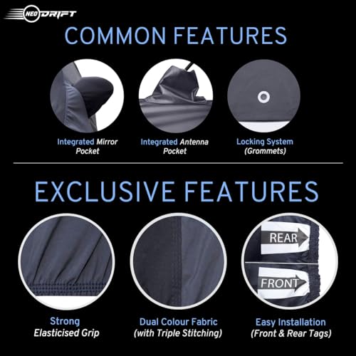 Image of NEODRIFT 'SuperTech' Car Cover for MG M9 (All Weather Protection, 100% Water-Resistant, Tailored Fit, Multi-Layered & Breathable Fabric) (Colour: Black+D.Grey)