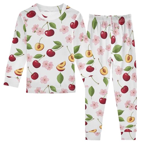 Pajama Sets Long Sleeve Fruit and Flower Pattern Soft Comfy Sleepwear 2 Piece PJS 3-8T