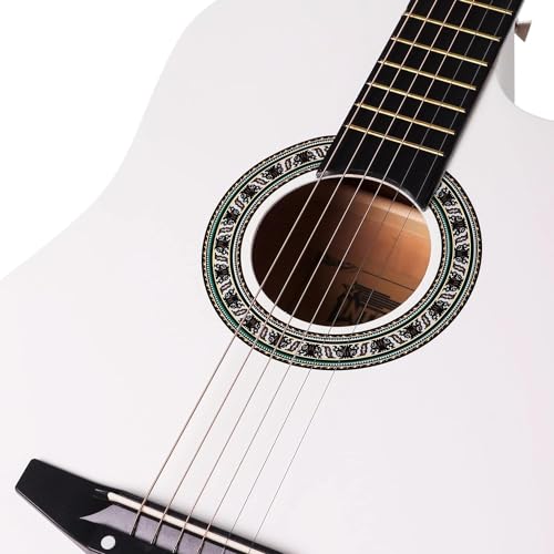 Image of Intern INT-38C-WH Right hand Acoustic Guitar Kit, With Bag, Strings, Pick, Strap and String Winder (38C, WHITE)