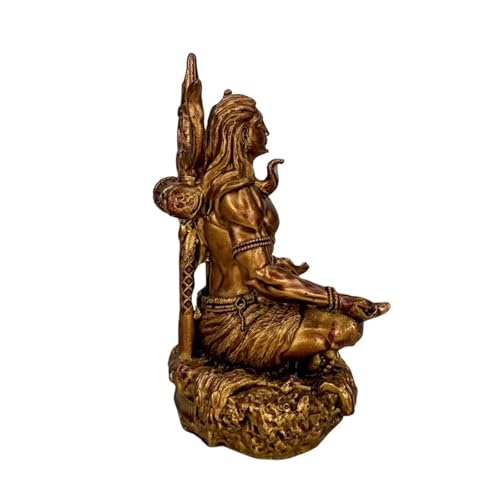 Image of Adiyogi Shiva Idol 3.5 Inch for Car Dashboard, Golden Polyresin Shiv Murti, Mahadev Statue for Home Decor Office Gift