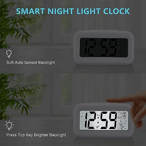KAIJIELY LED Digital Mirror Alarm,Digital Alarm Clock,LED Clock for Bedroom,Digital Clock with Temperature Display,Battery Powered,Office,Kids,Elder (Style E)