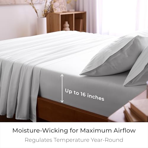 Image of Mellanni Twin Sheets Set - 3 PC Iconic Collection Bedding - Hotel Luxury, Extra Soft, Cooling Bed Sheets - Wrinkle, Fade, Stain Resistant (Twin, White)