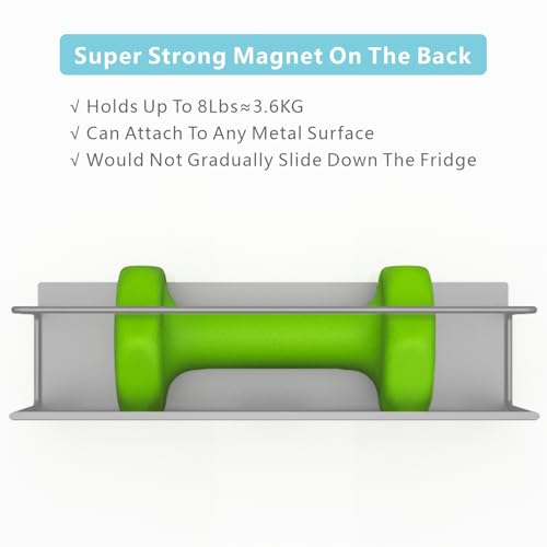 Image of Magnetic Spice Rack For Refrigerator, Space Saving Magnetic Shelf For Fridge Grey 4 Pack With Magnetic Paper Towel Holder