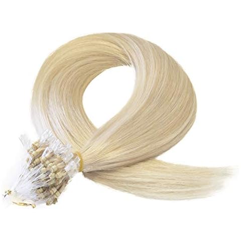 Micro Loop Ring Hair Extensions-#613 Bleach Blond -0.8g*20 strands-Grade AAA-100% REMY Human Hair (22") Cover