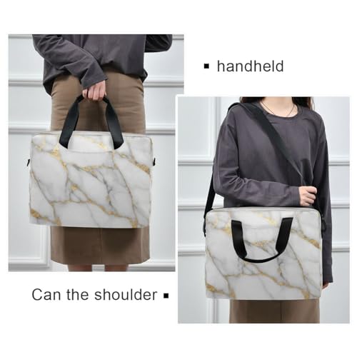 Bolso para portátil blanco con diseño mármol oro miniatura 2