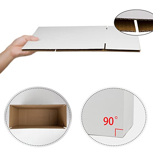 Image of 12x8x5 Inches Shipping Boxes, White Corrugated Cardboard Boxes for Small Bussiness, 25 Pack
