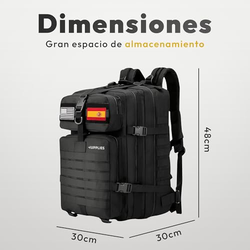 Miniatura 2 de Jupplies Mochila Tactica Militar 45l Impermeable Oxford 600d Ipx5 Con Sistema Molle Y Cremalleras Reforzadas Gran Capacidad Para Crossfit, Gimnasio, Senderismo, Viajes O Supervivencia Negro