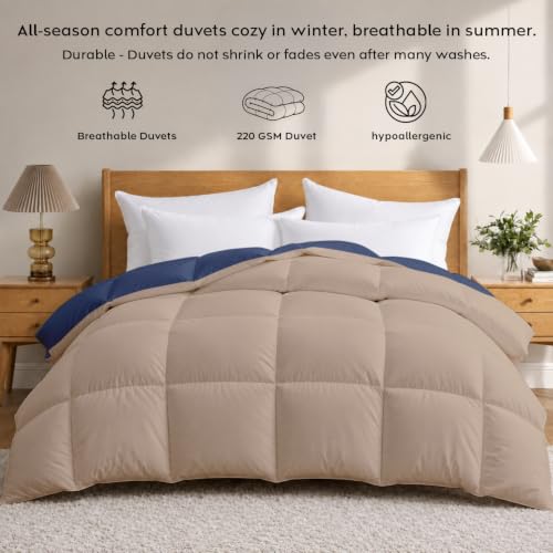 Image of AYKA Reversible Comforter 220 GSM Microfiber Reversible AC Comforter /Blanket for Winter /Quilt /Dohar /Duvets for King Size Blanket /Comforter Double Bed (Taupe & Navyblue, 90 * 100)
