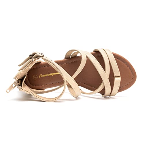 Image of FUNKYMONKEY Girls Gladiator Strap Sandals Flat Thong Cross Strappy Sandals